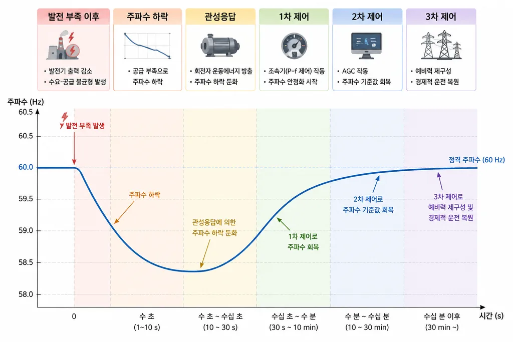 주파수제어 단계별 시간축 다이어그램